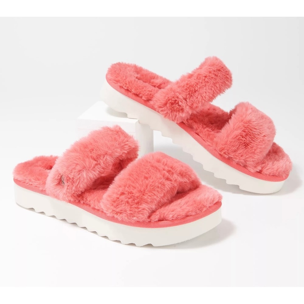 Koolaburra by UGG Fuzz On Rose of Sharon Faux-Fur Slide Sandals size 10